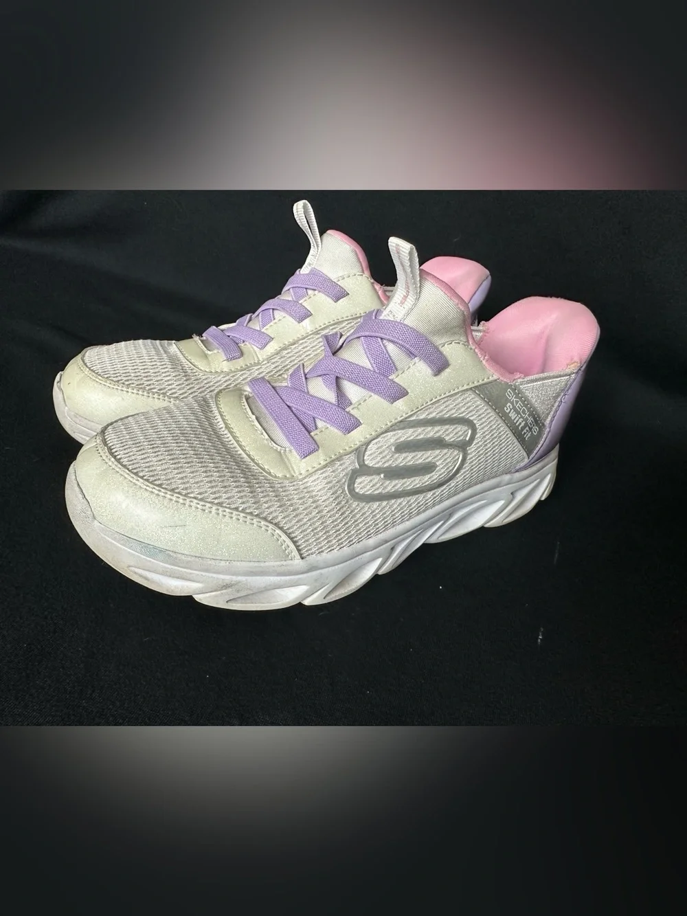 Skechers Kids Swift Fit Women's white Lavender Athletic Slip inn Sneakers 4
